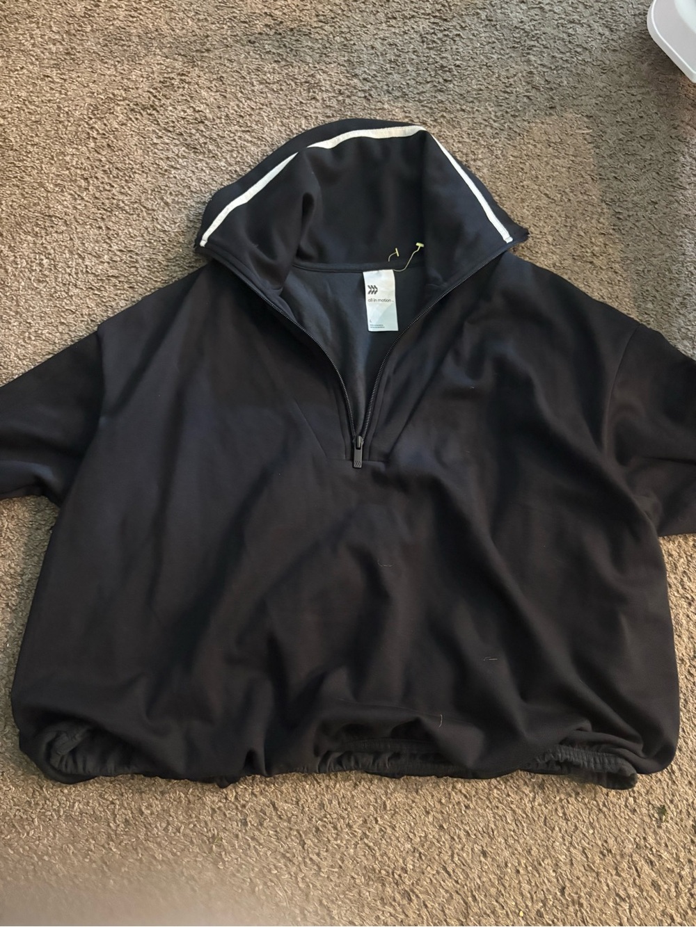 all in motion Black Quarter-Zip Pullover with White Collar Trim